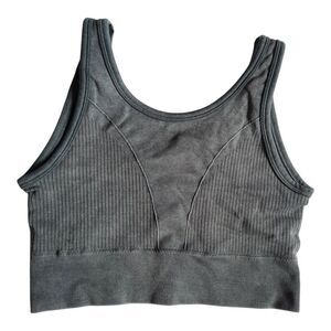 Morera Green Ribbed Seamless Sports Bra with Racerback Design